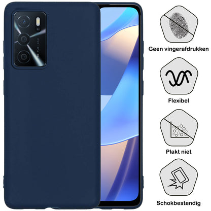 OPPO A16 Hoesje Siliconen Backcover Lichtgewicht - Donkerblauw