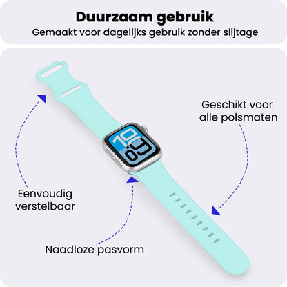 Apple Watch 1, 2, 3, 4, 5, 6, 7, 8, 9, SE - 38/40/41 mm Bandje Siliconen met verstelbare polsband - Mintgroen