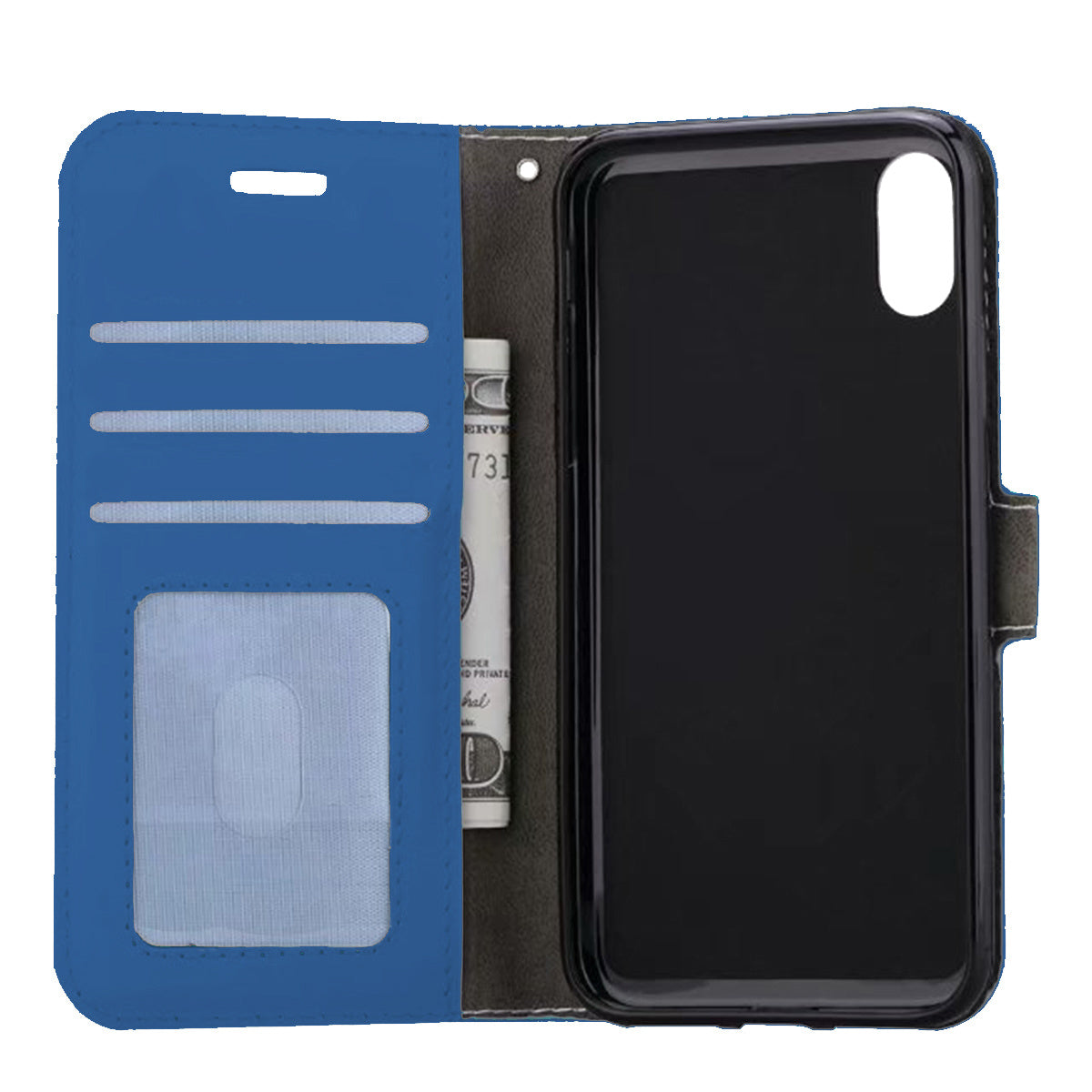 iPhone Xs Hoesje Book Case Kunstleer - Donkerblauw