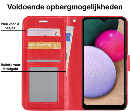 Samsung A02s Hoesje Bookcase Cover met Kaarthouder - Rood