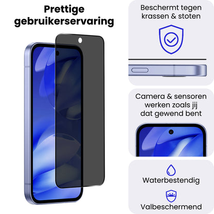 Google Pixel 9a Screenprotector Gehard Glas - Privacy