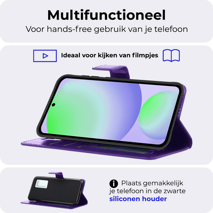 Samsung S24 FE Hoesje Bookcase Cover met Kaarthouder - Paars
