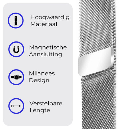 Polsbandje Met Magneetsluiting Geschikt voor Samsung Galaxy Watch 6 Bandje Milanees - Zilver