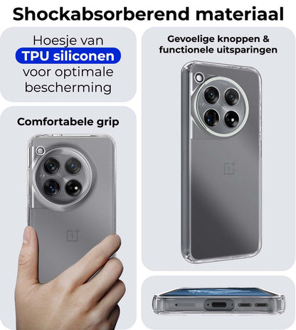 OnePlus 12 Hoesje Siliconen Backcover Lichtgewicht - Transparant
