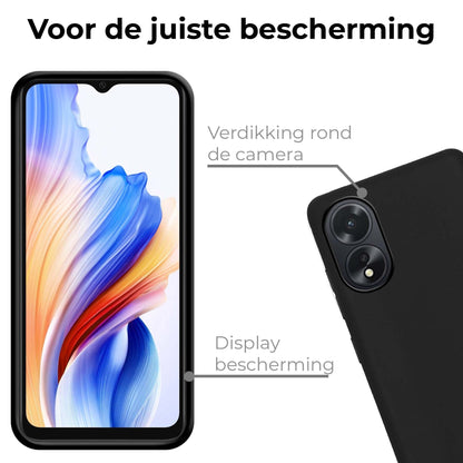OPPO A18 Hoesje Siliconen Backcover Lichtgewicht - Zwart