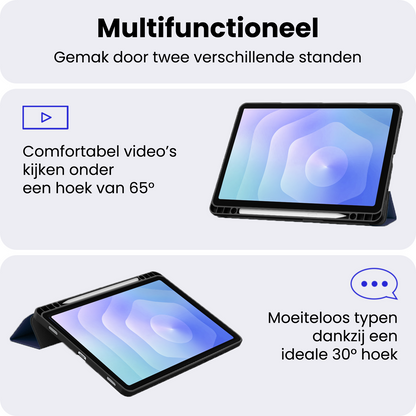 Samsung Galaxy Tab S11 Trifold Bookcase Hoes met Penhouder voor S Pen - Donkerblauw