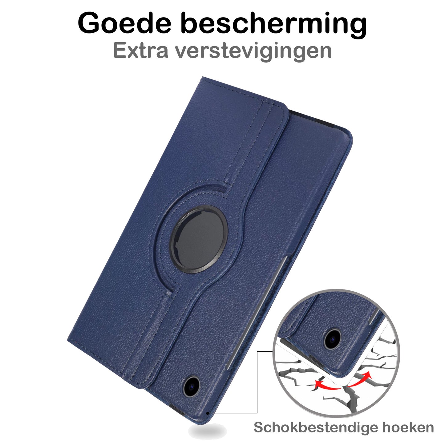 Samsung Galaxy Tab A8 Hoesje 360ðð Draaibare Book Case Kunstleer - Donkerblauw