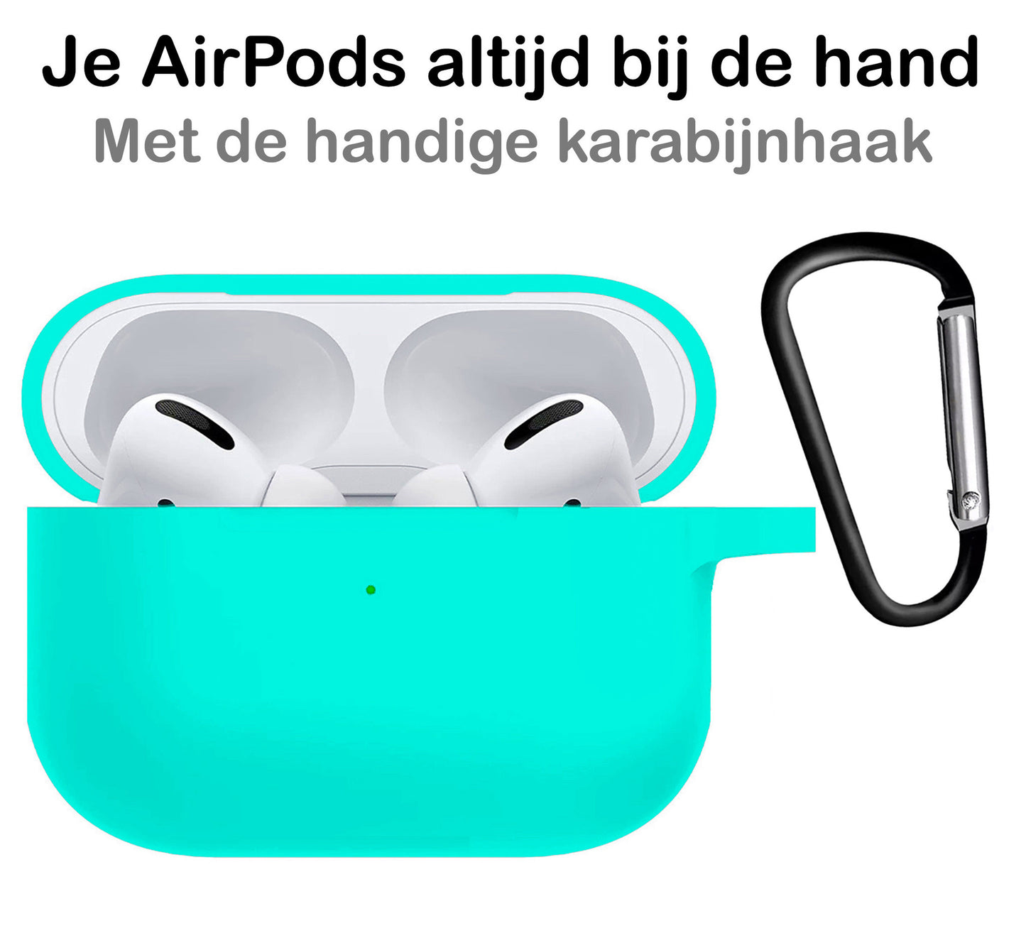 AirPods Pro 2 Hoesje Siliconen met Clip - Mintgroen