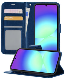 Samsung A56 Hoesje Bookcase Cover met Kaarthouder - Donkerblauw