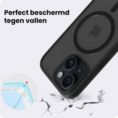 iPhone 15 Plus Hoesje Geschikt voor Magsafe Backcover Shockproof - Zwart