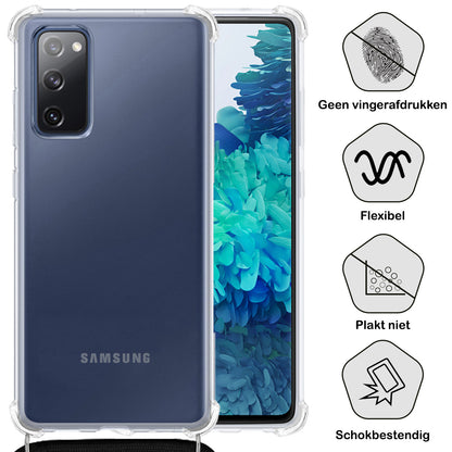 Samsung S20 FE Hoesje met Koord Backcover Shockproof - Transparant
