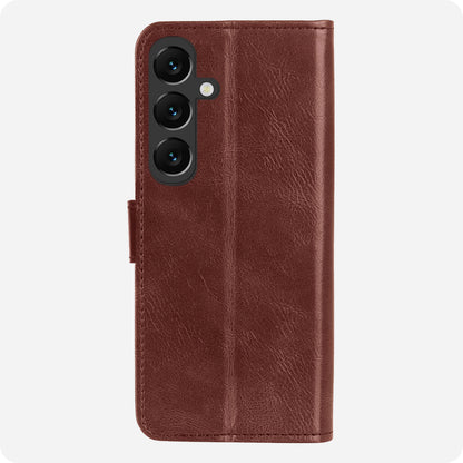 Samsung S25 Hoesje Bookcase Cover met Kaarthouder - Bruin