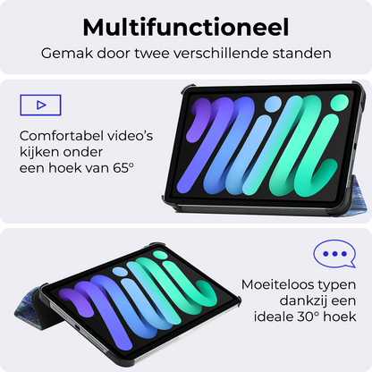 iPad Mini 7 Trifold Bookcase Hoes - Sterrenhemel