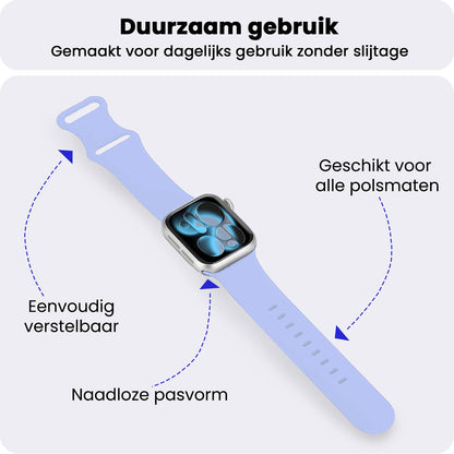 Apple Watch 1, 2, 3, 4, 5, 6, 7, 8, 9, 10, 11, SE - 42/44/45/46 mm Bandje Siliconen met verstelbare polsband - Baby Blauw