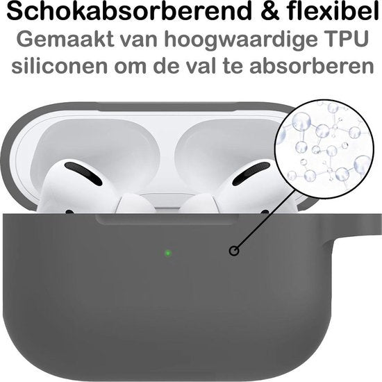 Airpods Pro Hoesje Siliconen met Clip - Grijs