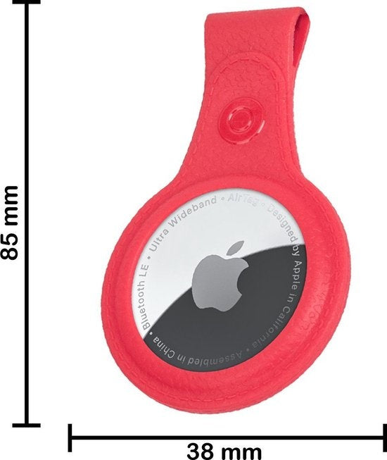 Apple AirTag Sleutelhanger Hoesje Leer - Rood