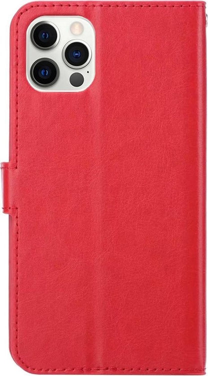 iPhone 12 Pro Max Hoesje Bookcase Cover met Kaarthouder - Rood