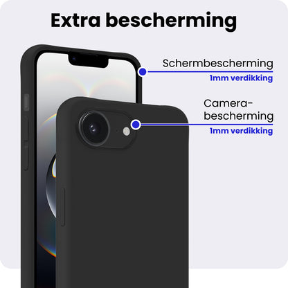 iPhone 16e Hoesje Siliconen Backcover Lichtgewicht - Zwart