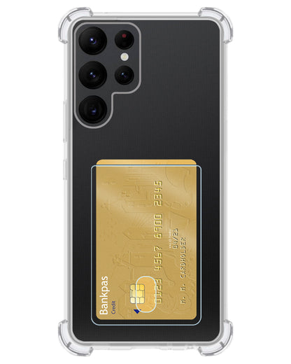 Samsung S23 Ultra Hoesje Kaarthouder Backcover Shockproof - Transparant