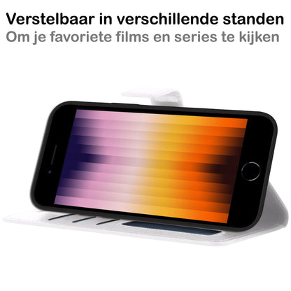 iPhone SE 2022 Hoesje Bookcase Cover met Kaarthouder - Wit