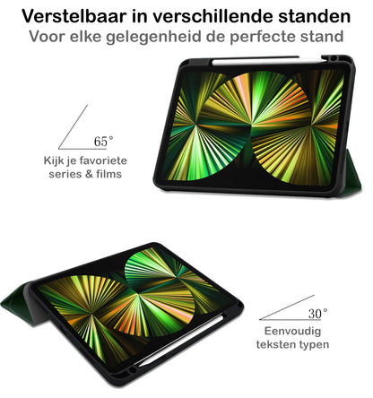 iPad Pro 2021 (12,9 inch) Hoesje Book Case Met Apple Pencil Uitsparing - Donkergroen