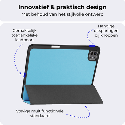 iPad Pro 2024 (11 inch) Hoesje Book Case Met Apple Pencil Uitsparing - Lichtblauw