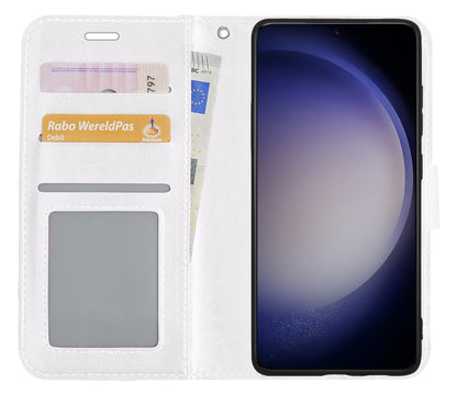 Samsung S23 Ultra Hoesje Bookcase Cover met Kaarthouder - Wit