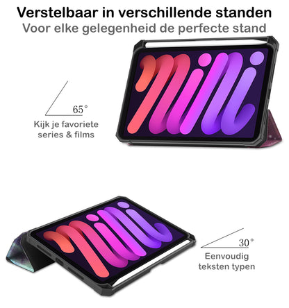 iPad Mini 6 Trifold Bookcase Hoes met Penhouder voor Apple Pen - Galaxy