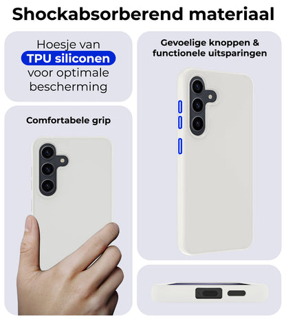 Samsung S24 Hoesje Siliconen Backcover Lichtgewicht - Wit
