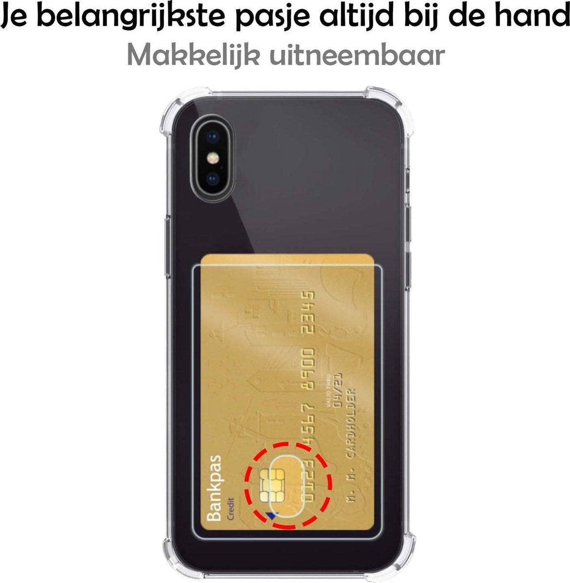 iPhone Xs Max Hoesje met Pasjeshouder Siliconen - Transparant