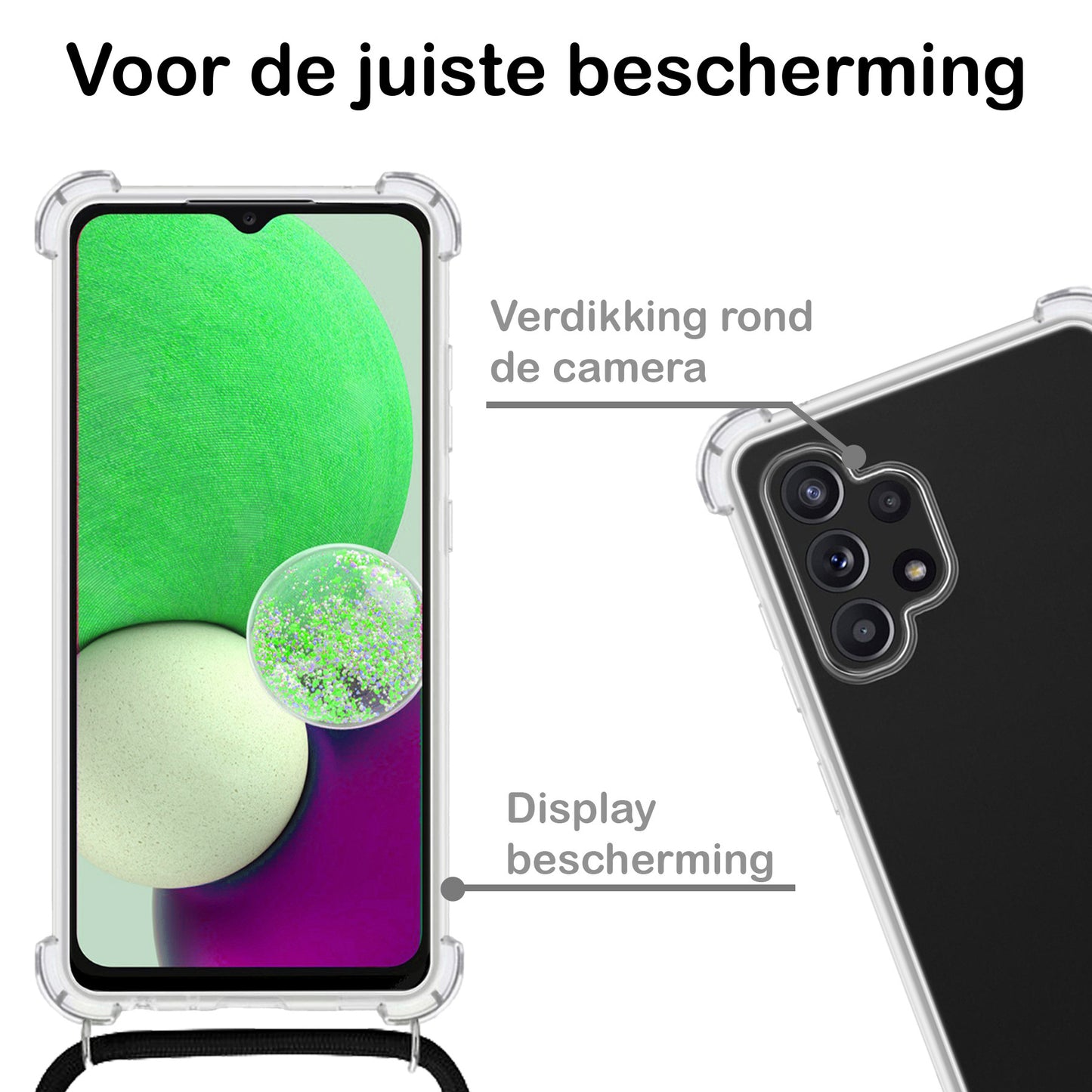 Samsung A32 4G Hoesje met Koord Siliconen - Transparant