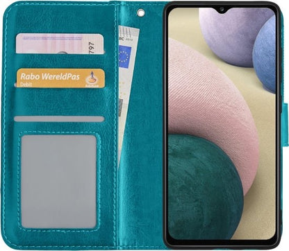Samsung A12 Hoesje Bookcase Cover met Kaarthouder - Turquoise