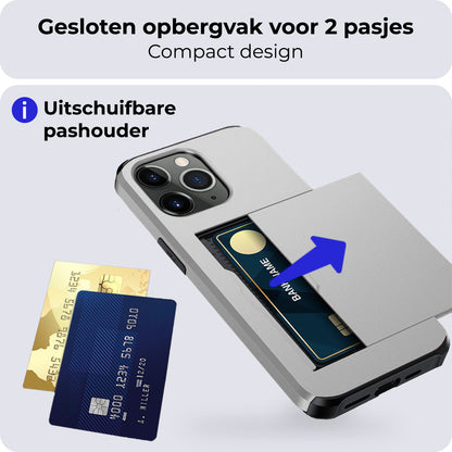 iPhone 11 Pro Max Hard Case Met Pashouder - Grijs