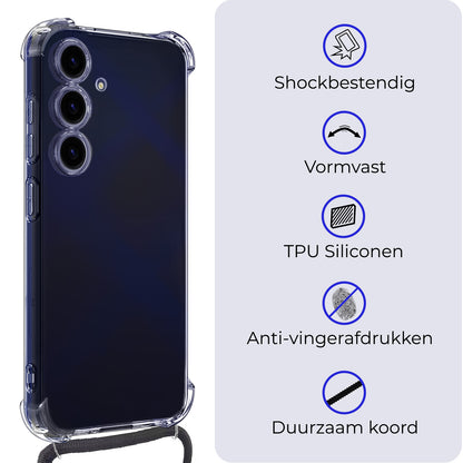 Samsung A15 Hoesje met Koord Backcover Shockproof - Transparant