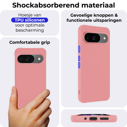 Google Pixel 9 Hoesje Siliconen Backcover Lichtgewicht - Lichtroze