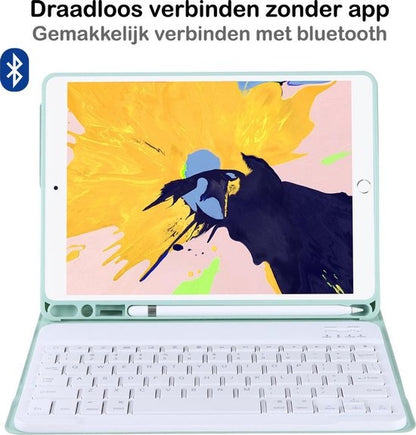 iPad 10.2 2020 Toetsenbord Hoes met Uitneembaar toetsenbord - Mint Groen