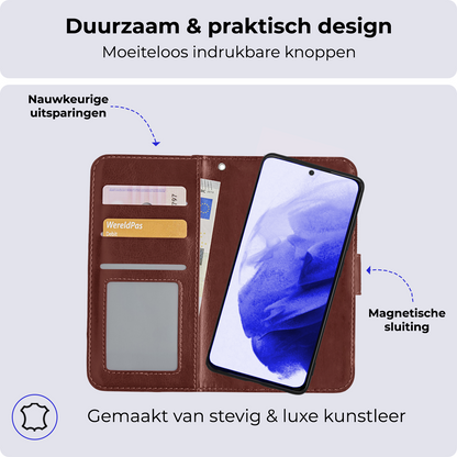 Samsung S21 Plus Hoesje Bookcase Cover Uitneembaar - Bruin