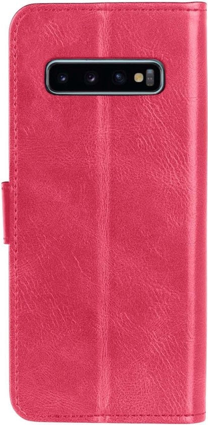 Samsung S10 Hoesje Bookcase Cover met Kaarthouder - Donkerroze