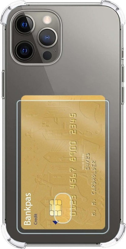 iPhone 12 Pro Max Hoesje Kaarthouder Backcover Shockproof - Transparant