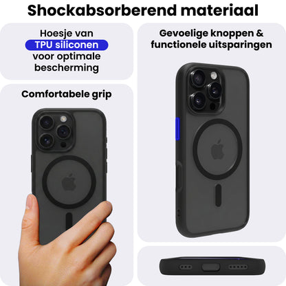 iPhone 16 Pro Max Hoesje Geschikt voor Magsafe Backcover Shockproof - Zwart