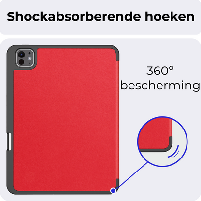 iPad Pro 2024 (11 inch) Trifold Bookcase Hoes met Penhouder voor Apple Pen - Rood