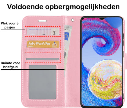 Samsung A04s Hoesje Bookcase Cover met Kaarthouder - Lichtroze