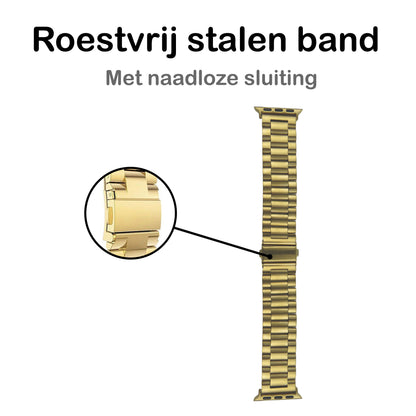 Horloge Bandje Geschikt Voor Apple Watch 1-8 / SE - 42/44/45 mm Bandje Metaal - Goud