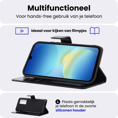 Samsung A26 Hoesje Bookcase Cover met Kaarthouder - Zwart