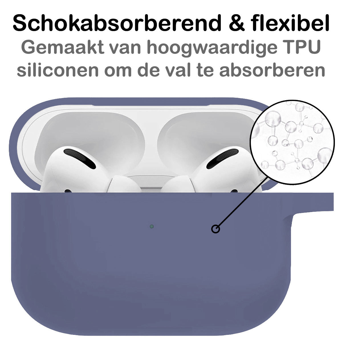 AirPods Pro 2 Hoesje Siliconen met Clip - Grijsblauw