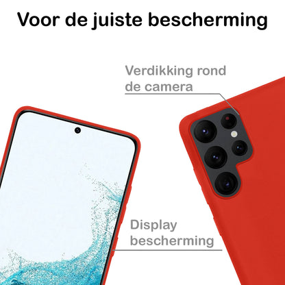 Samsung S22 Ultra Hoesje Siliconen Backcover Lichtgewicht - Rood