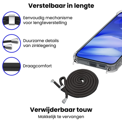 Google Pixel 9a Hoesje met Koord Backcover Shockproof - Transparant
