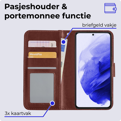 Samsung S21 Plus Hoesje Bookcase Cover Uitneembaar - Bruin
