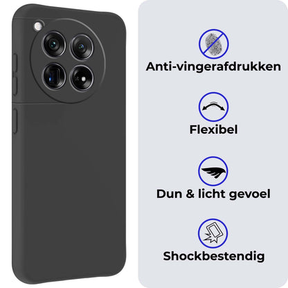 OnePlus 12 Hoesje Siliconen Backcover Lichtgewicht - Zwart