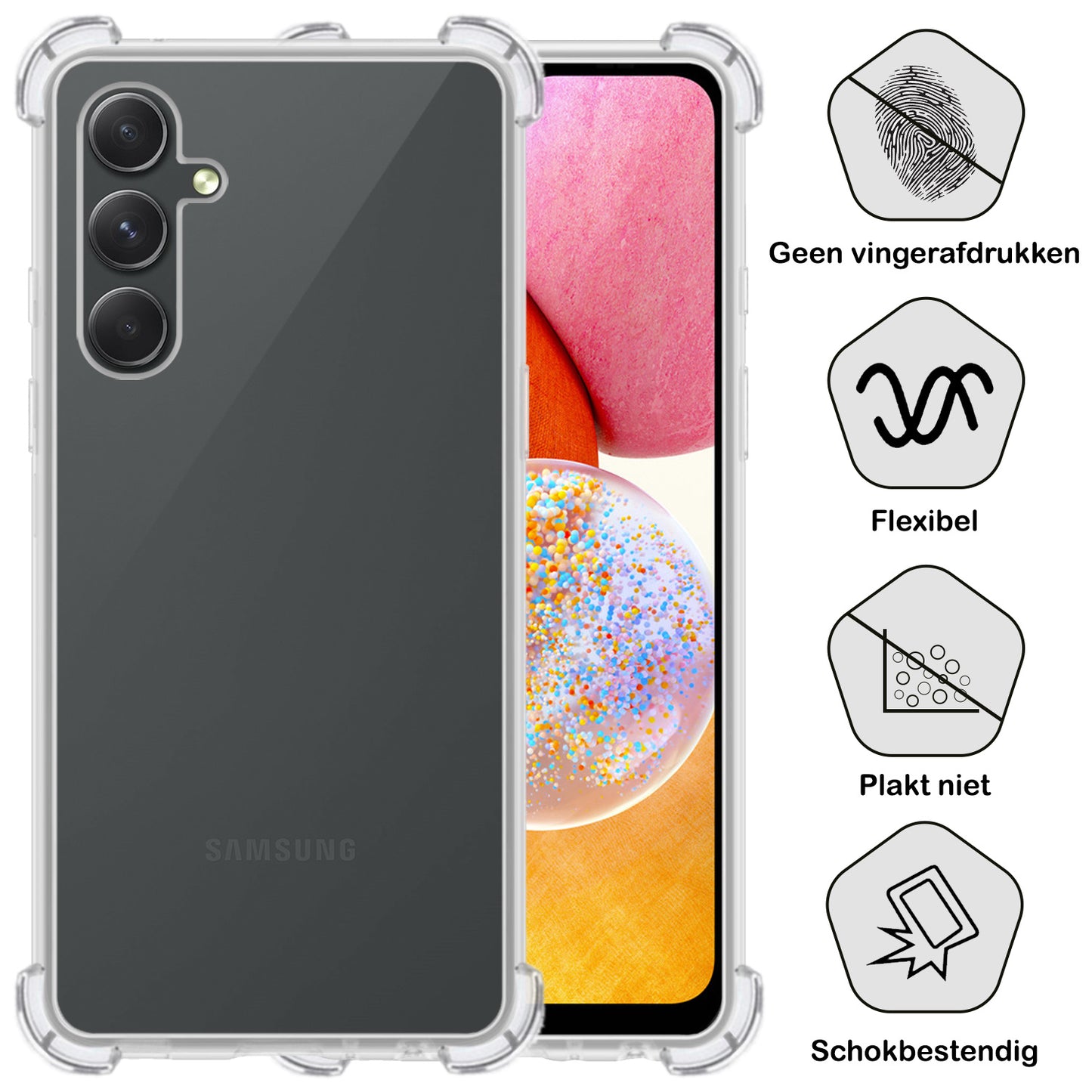 Samsung A14 Hoesje Shock Proof Siliconen - Transparant